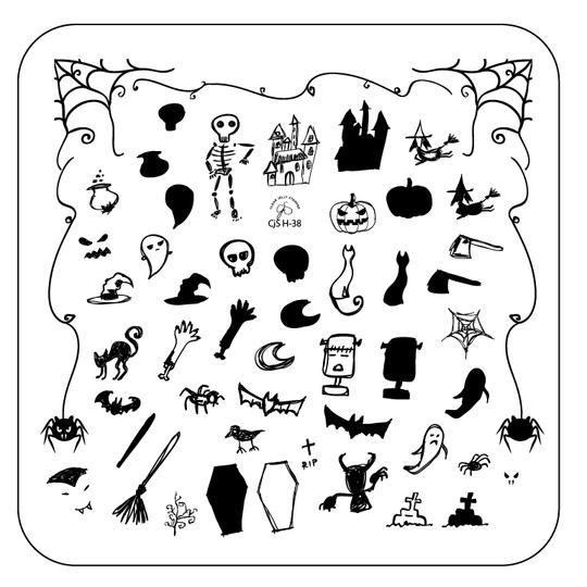 Small stamping plate - Haunted Doodle CJSH-38